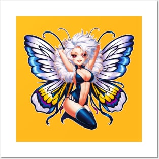 Moth Girl anime, cute giant monster kawaii anime tee Posters and Art